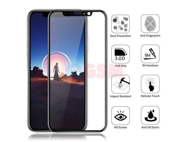 Geam protectie 0.15mm touchscreen Apple iPhone X, 10 (5D curved and full cover) negru - transpartent bulk